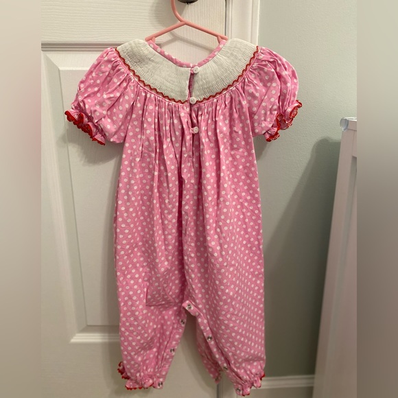 Smocked Polkadot heart romper 💕 - Picture 2 of 4